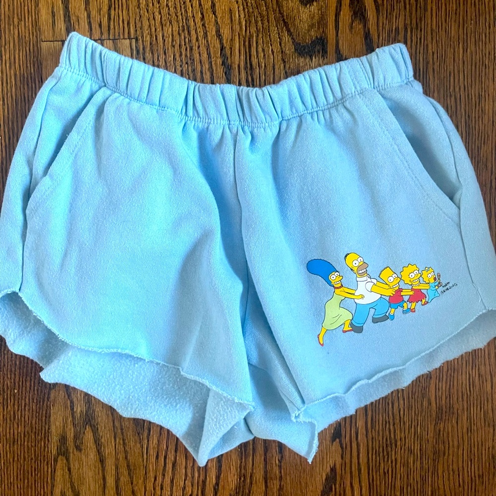 The Simpsons sweat shorts pj blue cartoon XS